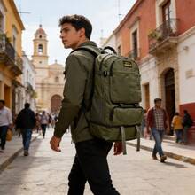 Mochila de Aventura de Gran Capacidad Impermeable con Soporte para Hidratación y Sistema de Carga Ergonómico para Senderismo Camping y Viajes de Montaña - Verde militar - Ver 1