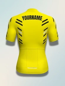 Custom Men Cycling Jersey With Number Name Logo Personalized Full Zip Road Bike Shirt 3 Rear Pockets Biking Shirts - Yellow - View 4