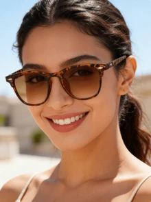 3pcs New Personalized Celebrity Same Style Glasses, Unisex Retro Tinted Glasses, Fashion Rivet Round Frame High-End Eyewear - 彩色 - 查看 2