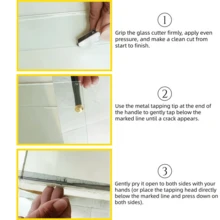 5件套金刚石玻璃切割器，适用于切割玻璃瓷砖，手动工具，可切割3mm-12mm玻璃、陶瓷瓷砖，DIY玻璃切割套装 - 彩色 - 查看 8