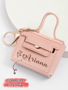Personalized Mini Wallet & Keychain - Customizable Cute Genuine Leather Mini Wallet, Card Holder, Mini Purse, Personalized Bag Accessory, Custom Name Mini Wallet, Portable Coin Pouch, Daily Gift, Gift For Her, Valentine's Day Gift - Multicolor - View 3