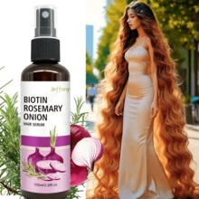 100ml Powerful Hair Essence Spray, Biotin & Onion No-Rinse Spray - Contains Biotin, Basil And Onion Oil - For Damaged, Fragile Hair - Breakage And Frizz, Enhances Shine - Suitable For All Hair Types, Hair Essence, Hair Conditioner, Leave-In - Powerful Heat Protection, Strengthens Hair, Reduces Breakage, Glossy Strands, 3-In-1 Biotin, Rosemary & Onion Shampoo - Maroon - View 2