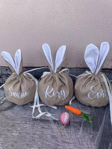Personalized Easter Bunny Basket, Rope Easter Egg Hunting Bag, Personalized Easter Bunny Pouch, Easter Gifts, Egg Hunting Activity, Holiday Gifts, Easter Gifts, Gifts For Her - Item 5 - View 5
