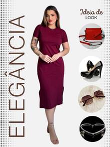 Vestido Midi Feminino Estilosa Casual Algodão Premium Confortável - Vermelho - Visão 8