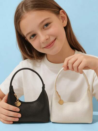 حقيبة جديدة على شكل هلال للأطفال، حقيبة يد صغيرة بسيطة من جلد البولي يوريثان، محفظة عملة بلون واحد، حقيبة صغيرة عادية، هدية للعطلات