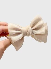 1pc Girls Chiffon Double Layer Bow Hair Claw Clip
