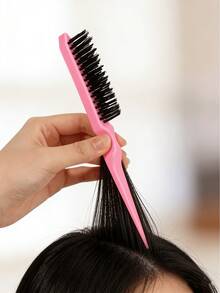 3/1件装发梳边缘控制梳撕裂梳塑料发梳尼龙蓬松梳三排沙龙理发家用倒梳梳，美发造型工具发饰 - 彩色 - 查看 5
