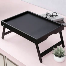 1 pièce Plateau de lit en bambou avec pieds pliables, bureau pour ordinateur portable 30*40cm, convient pour la cuisine, le canapé ou l'espace de travail, idéal pour les cadeaux de remise des diplômes, les présents de pendaison de crémaillère - Multicolore - Voir 11