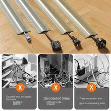 1 Roll 3 Meters X 5.5cm Floor Cable Protector, PVC Cable Concealer, Network Cable Management Duct, Hides And Organizes Cables, Open Slot Design To Prevent Cable Exposure And Tripping, Suitable For Floor, Wall, Desk And More - Multicolor - View 6