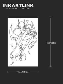 INKARTLINK Playful Heart Devil Semi-Permanent Tattoo, Revolutionary Tattoo Technology, Hand Flower, Hand Tattoo, Temporary Tattoo, Long-Lasting, Fake Tattoo, Waterproof, Authentic Tattoo Appearance, Plant-Based, Magic Water Tattoo - Black - View 5
