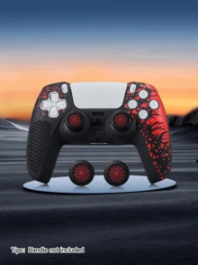 PlayStation 5 Controller Cover Set - Red Spider Web Design, Non-Slip Silicone Protective Case + Raised Thumbstick Caps, Sold Separately Or As A Set, Enhances Grip, Sweat-Proof, Dust-Proof, Scratch-Resistant, Improves Gaming Experience, Great Gift For PlayStation 5 Players, Christmas/New Year 2026 Gift, Holiday Promotion/Christmas Special Edition, Children/Family Gift, Year-End - Multicolor - View 5