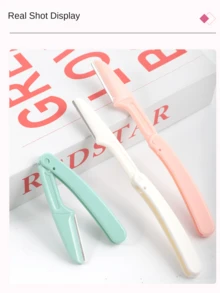 3pcs/Set 3-Color Eyebrow Razor Set With Protective Guard, Foldable Shaving Razor, For Beginners, Anti-Scratch Eyebrow Trimmer - Multicolor - View 9