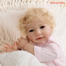 22" Realistic Handmade Vinyl Wearing Pink Reborn Doll With Rooted Hair, Cloth Body Doll Not Washable, Lifelike Collectible Companion Toy (Includes Random Pacifier, Bottle, Diaper) - As Shown - View 2