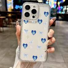 Blue Heart Evil Eye Bow Pattern, suitable for smartphone cases, compatible with Apple 17Pro, 17Promax, 12ProMax, 13ProMax, Apple 16, Apple 15ProMax, Apple 11Pro, Apple 14Plus, and Apple 16E. - transparente - Ver 5