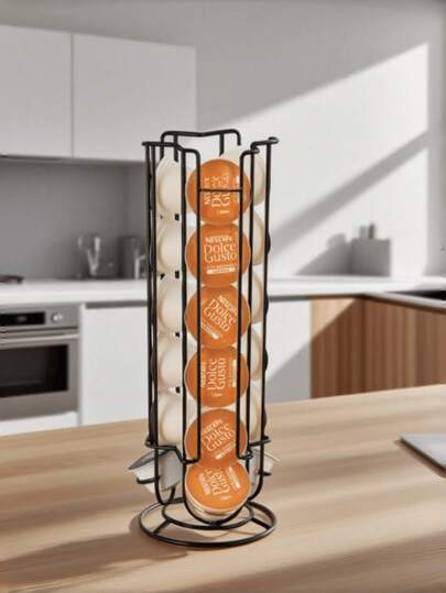 1pc Coffee Capsule Holder - Electroplated Display Storage Rack - Suitable For Office, Kitchen And Cafe Counter Storage