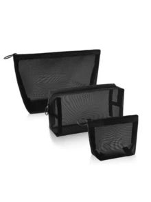 1pc/3pcs Portable Mesh Makeup Bag, Multi-Functional And Simple Makeup Storage Bag,Mesh Cosmetic Bag ,Portable Travel Organizing Zipper Pouch ,Toiletries Makeup PouchesFor Home,Office,Travel Accessories - Black - View 8