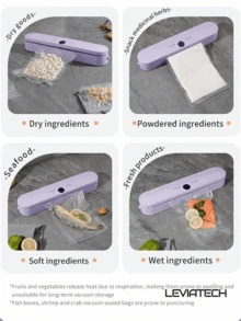LEVIATECH 升级版智能 LED 显示屏封口机，USB 充电，锂离子电池，食物新鲜厨房收纳盒 | 现代厨房配件 | USB 充电设备，真空封口 - SJT-628 - 查看 6