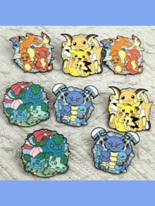 皮卡丘卡通宝可梦胸针，包包装饰，服装配饰，返校装饰，派对礼物，适合多种场合！ - 彩色 - 查看 1