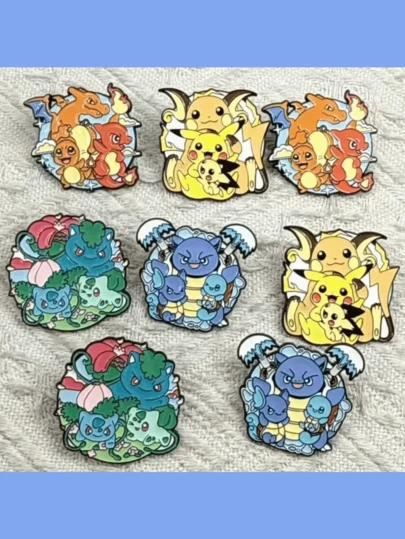 皮卡丘卡通宝可梦胸针，包包装饰，服装配饰，返校装饰，派对礼物，适合多种场合！