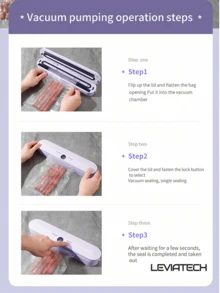 LEVIATECH 升级版智能 LED 显示屏封口机，USB 充电，锂离子电池，食物新鲜厨房收纳盒 | 现代厨房配件 | USB 充电设备，真空封口 - SJT-628 - 查看 7