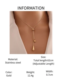 1 pieza Collar colgante de acero inoxidable con diseño de gota de agua minimalista de alta gama y estilo retro