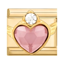 1pc Gold Diamond & Pearl Modular Bracelet Charm Set, Includes Cherry/Heart/Butterfly/Star Elements, Sweet Style DIY Jewelry Supplies