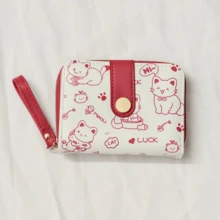 Japanese Cartoon Cat Print Zipper Coin Purse, Multifunctional, Fashionable And Cute, Can Store Cards And Small Change - Multicolor - View 9