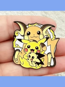 皮卡丘卡通宝可梦胸针，包包装饰，服装配饰，返校装饰，派对礼物，适合多种场合！ - 彩色 - 查看 9