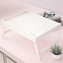1 pièce Plateau de lit en bambou avec pieds pliables, bureau pour ordinateur portable 30*40cm, convient pour la cuisine, le canapé ou l'espace de travail, idéal pour les cadeaux de remise des diplômes, les présents de pendaison de crémaillère - Multicolore - Voir 10