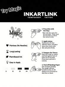 INKARTLINK 几何线条狼头临时纹身贴纸 | 植物精华配方，持久15天 | 半永久逼真纹身贴纸 | 防水防汗时尚个性化贴纸 | 动物肖像人体彩绘 | 音乐节派对必备 - 黑色 - 查看 6