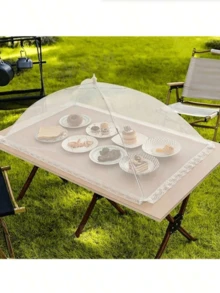 1pc Foldable White Anti-Insect/Mosquito Food Cover - Removable & Washable Mesh Vegetable Dining Tent, Suitable For Camping/Restaurant - Multicolor - View 1