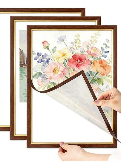 3/6/9pcs Magnetic A4/A3 Poster Frames, Reusable Gold/Silver/Black Picture Display Stands, Suitable For Wall, Office, Home Decor, Modern Gallery, Hanging Hooks For Photos, Artwork, Certificates, Office Wall Magnetic Photo Frames