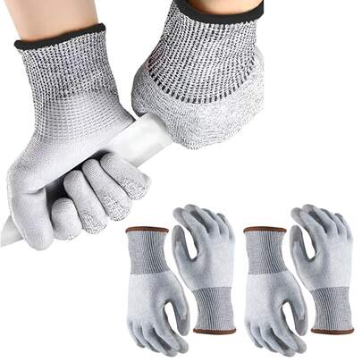 Vmingo 1/2 Par Guante Anticorte Industrial Resistente Trabajo Rudo Nivel 5 Resistentes De Cocina Protección Carnicero Filetear Industrial Vidrio Tallado Madera Pesca Manipulación Alimentos