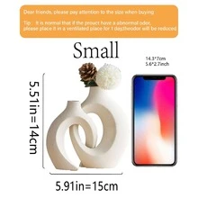 2pcs Ceramic Vase Set - Modern Wreath Shaped Vases, Creative White Flower Vases, Minimalist Style Decorative Vases, Suitable For Living Room, Entryway, Bookshelf, Fireplace, Centerpiece, Shelves, Room Decor (Please Note Product Dimensions)