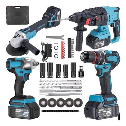 4pack Llave De Impacto Taladro Rotomartillo Esmeriladora,Azul,kit Inalambrico Taladro Martillo Esmeriladora Llave Impacto