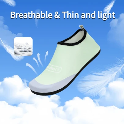 Light Green-Gray Contrast Logo Casual Slip-On Shoes, Snug Fit With Versatility Of Both Casual Shoes And Water-Friendly Shoes, Suitable For Indoor Slippers, Beach Walks, And Everyday Casual Strolls, Personalized Shoes With Multi-Scenario Comfort