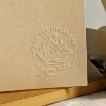 1枚定制图书馆主题浮雕印章,花卉浮雕印章,定制花卉书籍浮雕印章,定制浮雕印章,创意教师节礼物 - 銀色 - 查看 5