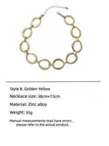 1 件时尚几何不对称圆形装饰项链，适合女性日常和派对佩戴