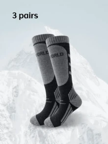1 Pair Thick Warm Ski Socks, Unisex Winter Thick Long Socks, Moisture-Wicking Odor-Resistant, Suitable For Outdoor Skiing, Hiking, Sports, Anti-Slip Warm Snow Socks, Ankle Protection Breathable Long Socks