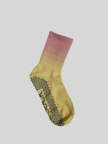 3/5双装多色渐变针织中筒瑜伽袜，硅胶防滑，吸汗透气，适合普拉提、户外健身、跑步、运动、室内舞蹈跳绳地板袜