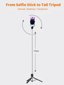 Bezprzewodowy kijek/statyw do selfie o średnicy 1700 mm, rozkładany, składany monopod, kompatybilny ze smartfonami, stabilne zdjęcia, odpowiedni do transmisji na żywo, z pilotem, idealny na wakacje, podróże, zajęcia na świeżym powietrzu, transmisje na żywo - Wielokolorowe - Zobacz 3