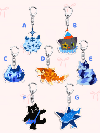 1pc 2026 New Original Designs From Our Store: Cartoon-Style Blue Cat, Shark, And Tiger Animal-Themed Acrylic Keychains.Anime Accessories, Everyday Bag Accessory, Bag Charm, Lanyard, Key Holder. Ideal For Boyfriends, Girlfriends, Family Members, Doctors, Nurses, Party Gifts, Cell Phone Decorations, And More.