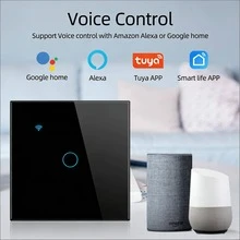EU WiFi Smart Switch - With/Without Neutral Wire Version - Touch Control Light Switch 1/2/3/4 Gang AC 220-240V - Compatible With Alexa And Smart Life App For Voice Control - Easy Installation