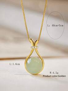 1pc Women's Stainless Steel Pendant Necklace With Simple Box Chain Suitable For Daily Wear - Yellow Gold - View 3