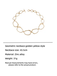 1 件时尚几何不对称圆形装饰项链，适合女性日常和派对佩戴