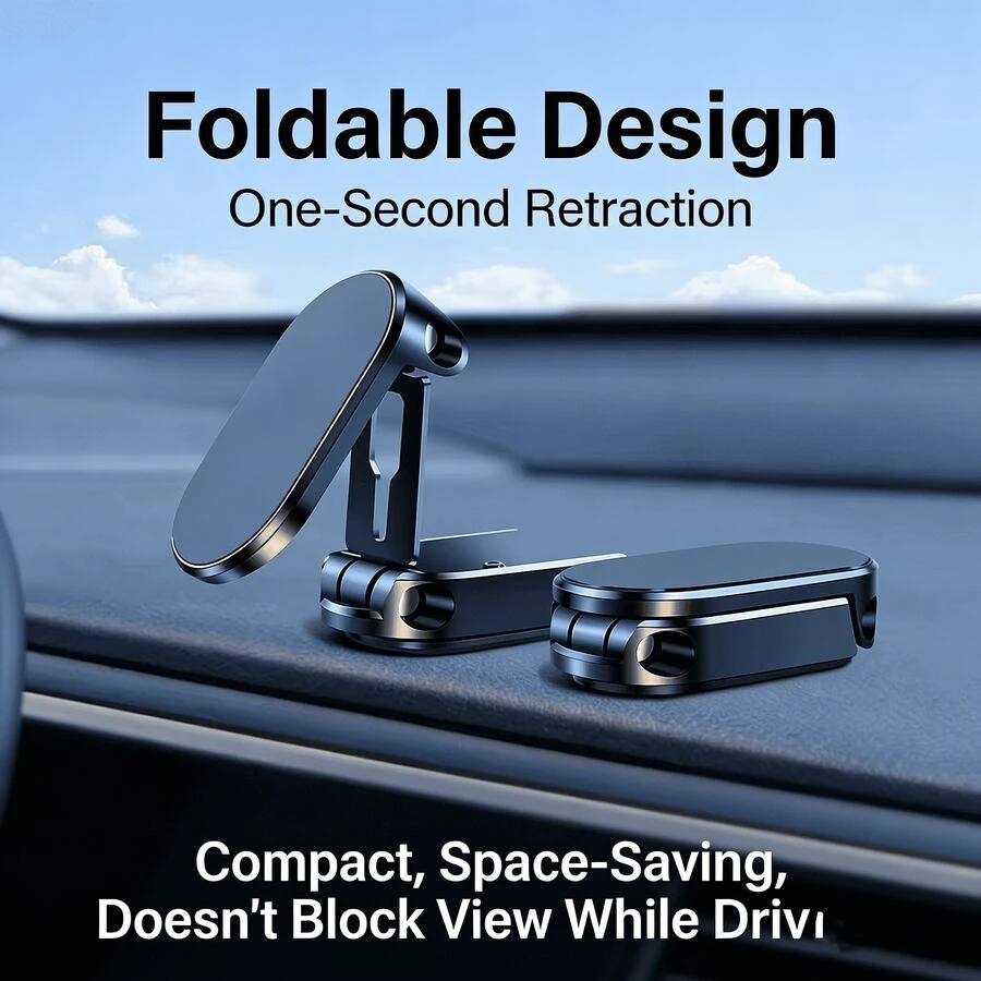 Magnetic Car Phone Holder, Rotatable Windshield/Dashboard Mount, Multi-Function Navigation Support - A - View 1