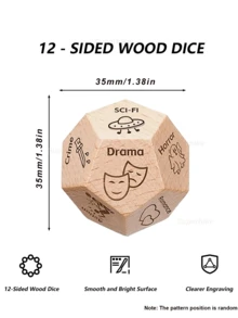 情侣约会骰子套装，带收纳盒，美食电影创意骰子，约会之夜骰子选择版，趣味玩具，木质决策骰子，创意游戏，适合优柔寡断的人，适合室内派对道具，也是周年纪念日、生日、婚礼、圣诞节、情人节的浪漫礼物。 - 米色 - 查看 13