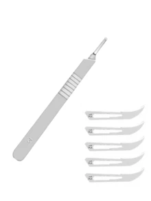 6/11/12/22Pcs Value Pack Carbon Steel Utility Blades - With No. 3-4 Handle & No.11-23 Industrial Carving Blade, Non-Medical - For Artwork Engraving, Industrial Engraving, Cell Phone Repair, Film Blades, DIY Craft Tools, Scraping, Secondary Trimming - For Professionals & DIY Enthusiasts - Multicolor - View 22