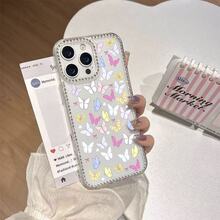 Butterflies fill the screen Pattern, suitable for smartphone cases, compatible with Apple 17Pro, 17Promax, 12ProMax, 13ProMax, Apple 16, Apple 15ProMax, Apple 11Pro, Apple 14Plus, and Apple 16E. - transparente - Ver 2