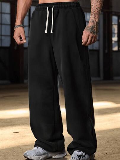 This Men's Casual Sweatpants Feature A Loose, Straight-Leg Silhouette With A Thermal Lined For Comfort And Drape. Suitable For Both Indoor And Outdoor Wear, It Also Makes A Great Gift For Couples. The Pants Are Made Of 100% Polyester Fabric And Have A Drawstring Waistband For Adjustable Fit, Available In Multiple Colors.